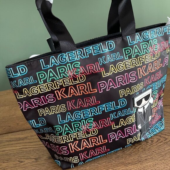 NWT! NEW! Karl Lagerfeld Neon Large Nylon Tote -Women - Picture 1 of 4
